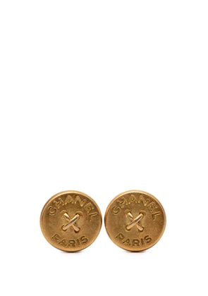 CHANEL Pre-Owned 1994 Gold Plated Round Button Clip On Earrings costume earrings