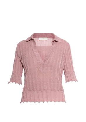 Akep ribbed-knit polo top - Pink