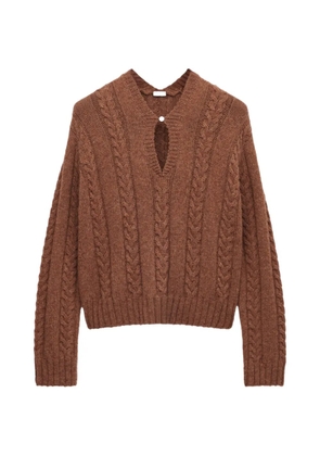 LOEWE cable-knit keyhole sweater - Brown
