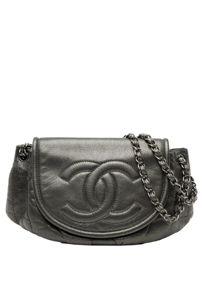 CHANEL Pre-Owned 2010-2011 Large Metallic Caviar Half Moon Flap shoulder bag - Grey
