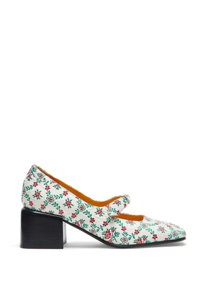 LILI CURIA Ginger Mary Jane floral pumps - White
