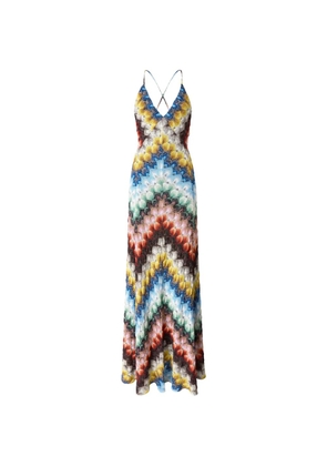 Missoni zig-zag V-neck maxi dress - White