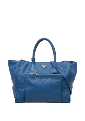 Prada Pre-Owned 2013-2026 Vitello Daino Front Pocket Open Convertible Tote satchel - Blue