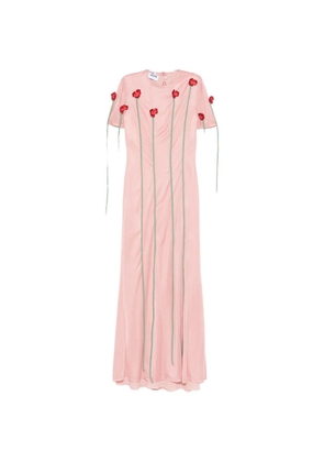 Moschino floral-appliqued midi dress - Pink