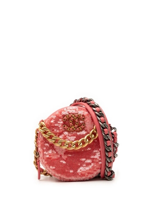 CHANEL Pre-Owned 2020 Sequin Lambskin 19 Round Clutch With Chain satchel - Pink
