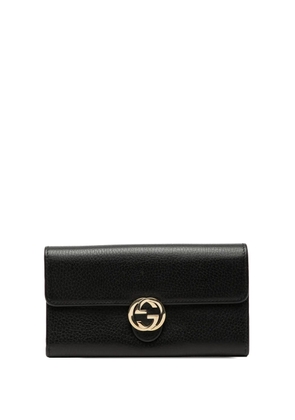 Gucci Pre-Owned 2000-2015 Dollar Calfskin Interlocking G Continental Wallet long wallets - Black