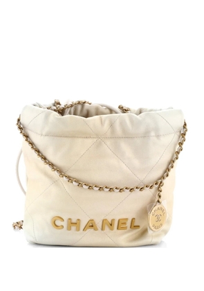 CHANEL Pre-Owned 22 Chain Hobo Quilted Iridescent Calfskin Mini crossbody bag - Neutrals