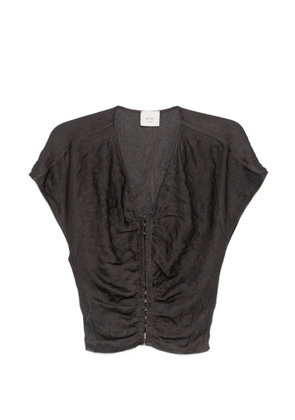 Alysi gathered V-neck blouse - Brown