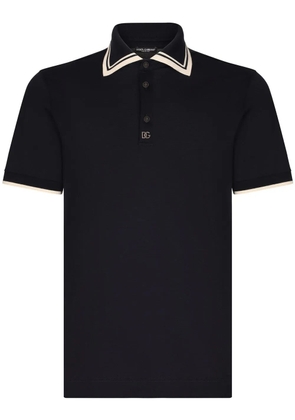Dolce & Gabbana embroidered-logo short-sleeve polo shirt - Blue