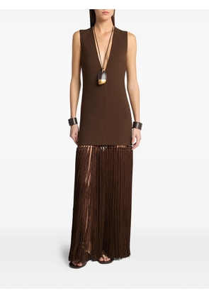 Michael Kors Collection V-neck tassel maxi dress - Brown
