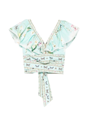 Paper Lace ruffled floral top - Green