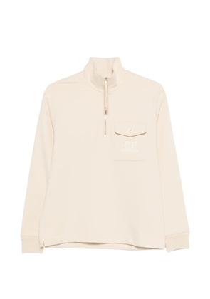 C.P. Company Diagonal Raised quarter-zip logo-detail sweatshirt - Neutrals
