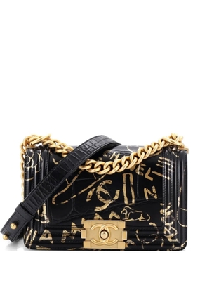 CHANEL Pre-Owned Boy Flap Bag Graffiti Crocodile Embossed Calfskin Small shoulder bag - Black