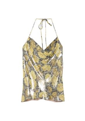 Valentino Garavani floral-print cowl-neck blouse - Yellow