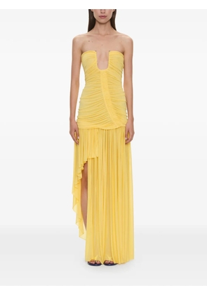 Christopher Esber Arced Orion strapless ruched asymmetric dress - Yellow