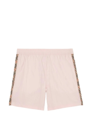 Burberry Check trim swim shorts - Pink
