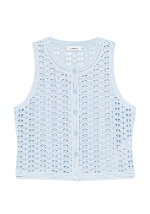 SANDRO buttoned crochet top - Blue