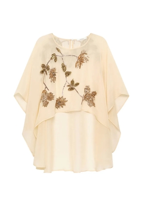 MALIPARMI beaded embroidered cape - Neutrals