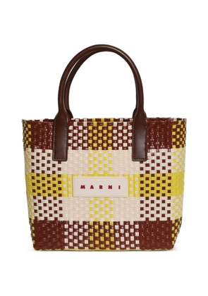 Marni woven top-handle tote bag - Brown