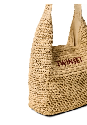 TWINSET embroidered bucket bag - Neutrals