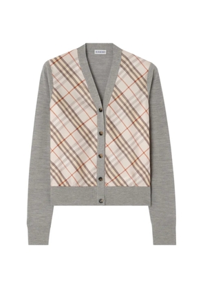 Burberry Check-panel wool silk cardigan - Grey
