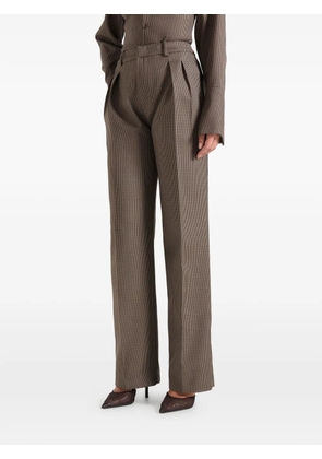 Manière De Voir houndstooth pleated tailored trousers - Brown