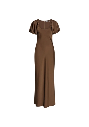 ROTATE BIRGER CHRISTENSEN flowy sleeve satin maxi dress - Brown