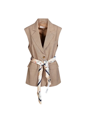 LIU JO scarf sleeveless waistcoat - Neutrals