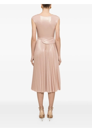 NISSA metallic-effect pleated midi dress - Pink