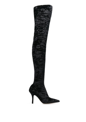 Paris Texas velvet stiletto thigh-high boots - Black