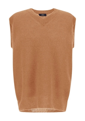 Herno V-neck ribbed knit vest - Brown