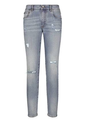 Dolce & Gabbana slim-cut logo-patch jeans - Blue