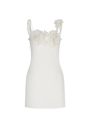 David Koma flower-embroidered mini dress - Neutrals