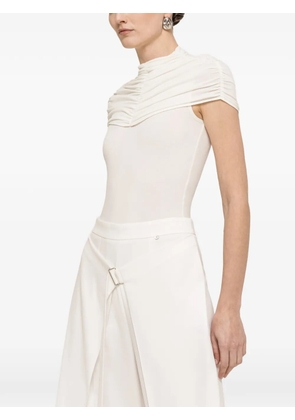 NISSA ruched detail bodysuit - White