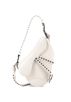 Christian Dior Pre-Owned Saddle Handbag with Strap Studded Leather Medium shoulder bag - White
