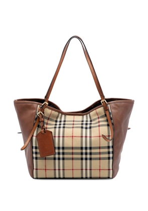 Burberry Pre-Owned 2000-2017 Small Leather Trimmed Haymarket Check Coated Canvas Canterbury tote bag - Neutrals