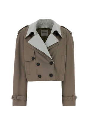 The Attico gabardine cropped trench coat - Brown