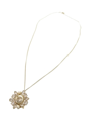 CHANEL Pre-Owned 2019 CC Gold Plated Faux Pearl Crystal Snowfall Pendant Necklace costume necklace