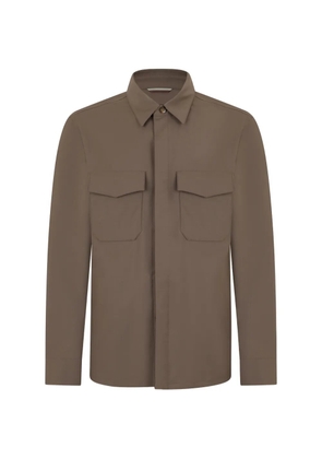 Canali chest-pocket shirt jacket - Brown