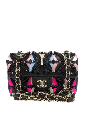 CHANEL Pre-Owned 2021-2026 Mini Rectangular Classic Lambskin Crystal Single Flap crossbody bag - Black