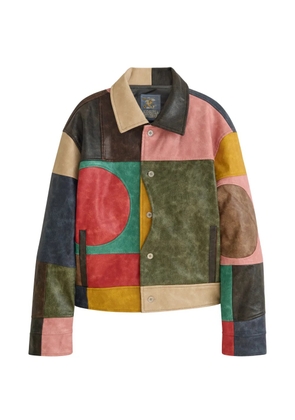 KidSuper patchwork leather jacket - Blue