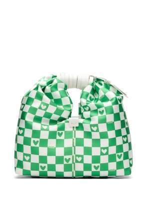 Casadei x Enriquez heart print checkerboard tote bag - Green