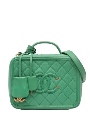 CHANEL Pre-Owned 2017-2018 Medium Caviar CC Filigree Vanity Case satchel - Green