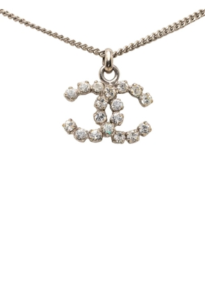 CHANEL Pre-Owned 2004 CC Silver Plated Rhinestones Pendant Necklace costume necklace