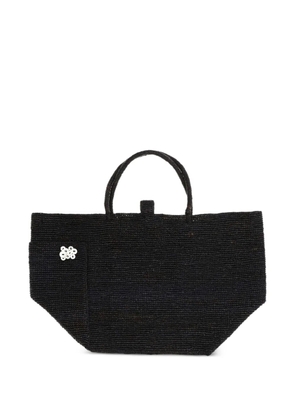 MERCIEL raffia tote bag - Black