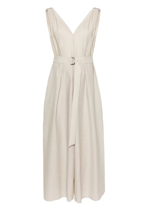 Brunello Cucinelli V-neck belted maxi dress - Neutrals