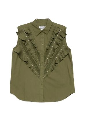 Essentiel Antwerp ruffled sleeveless shirt - Green