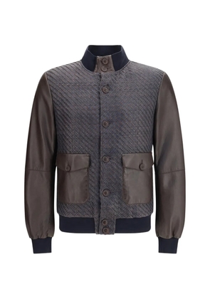 S.W.O.R.D 6.6.44 woven pocket leather bomber jacket - Brown