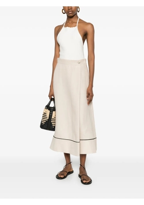 Agnona contrast-trim midi skirt - Neutrals