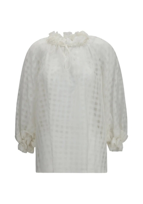 Sara Roka Amabel ruffled check blouse - White